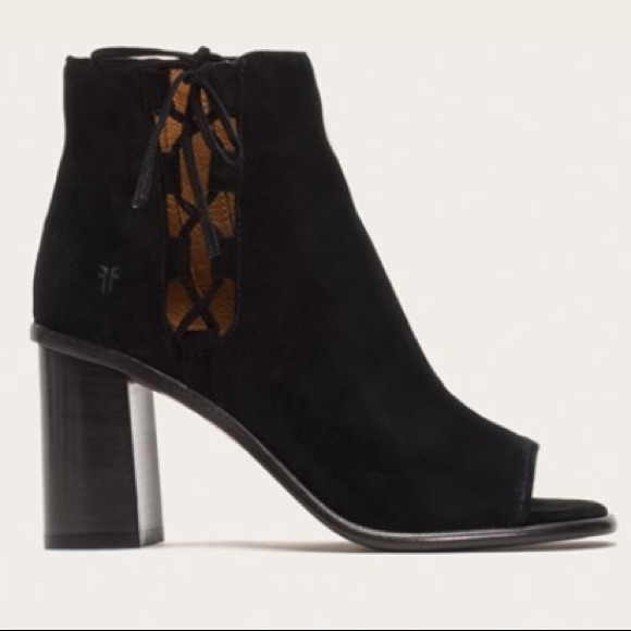 Frye Amy Side Ghillie Lace Up Peep Toe Bootie 8